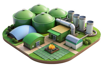 Modern anaerobic digestion biogas plant illustration
