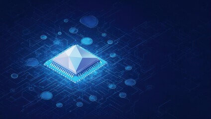 Modern microchip design with glowing blue circuit lines offers a futuristic tech vibe for your next project or presentation, showcasing innovation and ingenuity