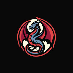 Naklejka premium Dragon flying vector logo design art illustration