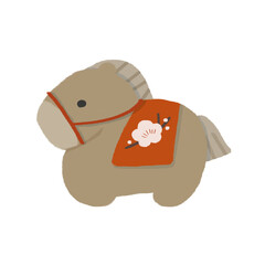 馬の置物のかわいい手描きカラーイラスト