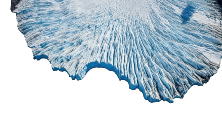 Aerial View of Ice Formation with Radial Pattern on White Background