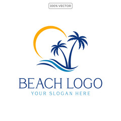 Palm tree logos and icon vector graphic for coconut tree silhouette illustration