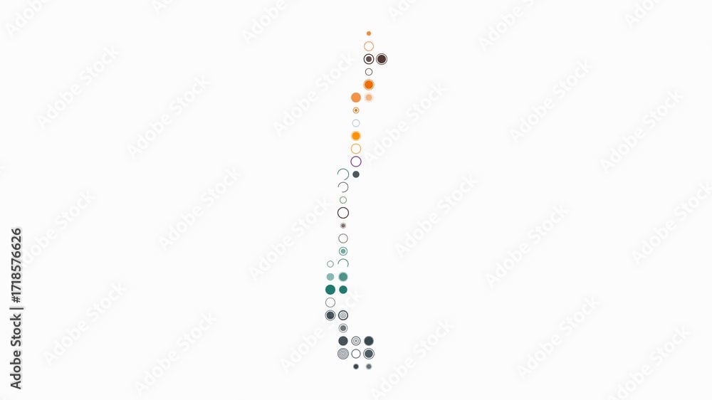Poster chile map animation. shape of the country with pulsating colored dots. large size circle blocks. dig