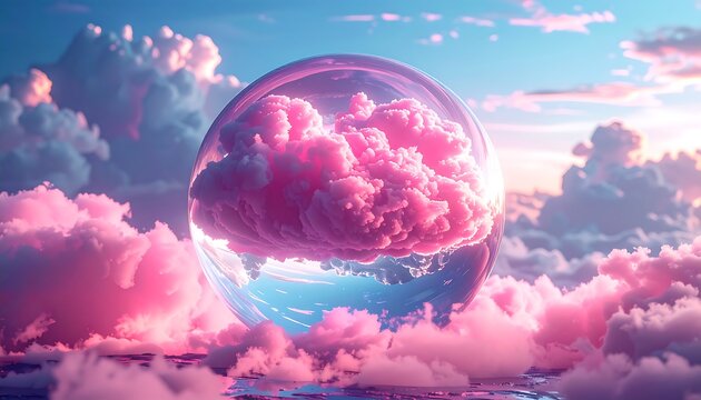 Pink cloud in glass sphere (2) - Powered by Adobe
