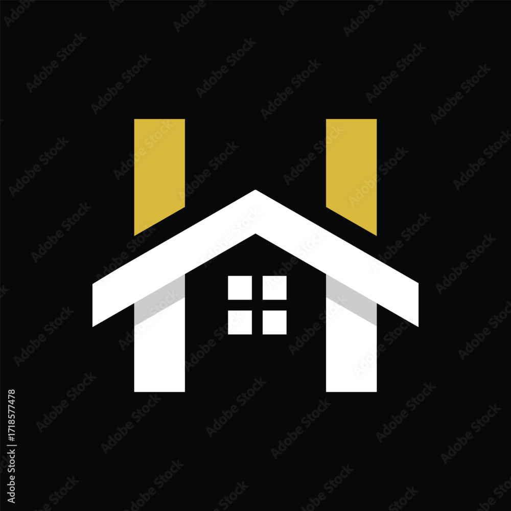 Aufkleber the image shows a flat logo design of an initial letter h in combination with a house complete with 