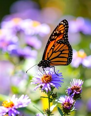 Monarch butterfly on a purple flower