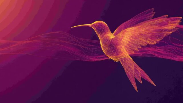 Abstract hummingbird in flight