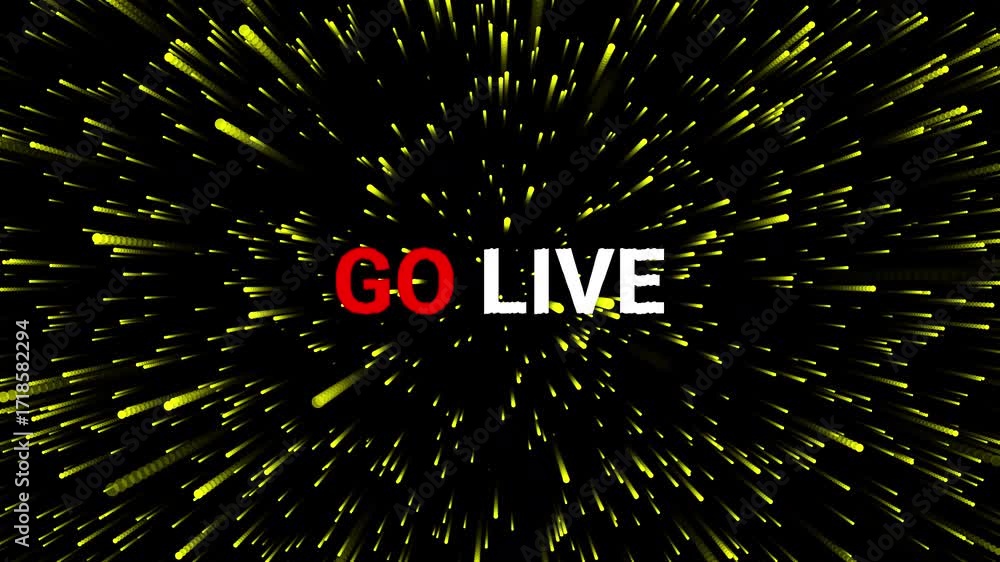 Aufkleber dynamic go live animation with vibrant color starburst background. ideal for streaming and broadcast