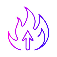 Obraz premium A striking illustration of a flame with an arrow pointing upwards, symbolizing growth and increase. The gradient color adds a modern touch, while the lines convey a dynamic energy