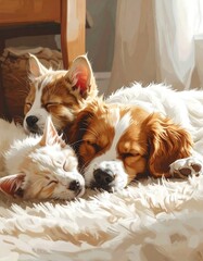 Cozy pets sleeping