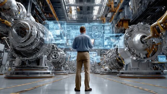 Manufacturing Mastery: An engineer oversees a cutting-edge production line, showcasing innovative technology and advanced manufacturing prowess within a state-of-the-art facility.