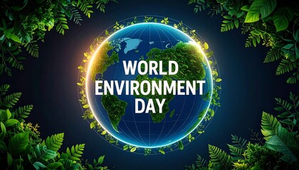 Earth globe surrounded by lush greenery, celebrating World Environment Day
