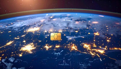 Earth at night, SIM card overlay