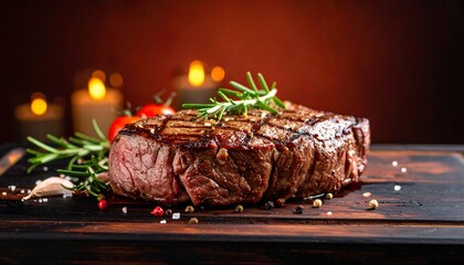 Grilled steak on wooden board (1)