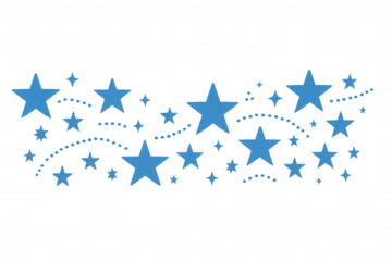 Decorative blue star design with swirling accents on a transparent background, ideal for festive, magical, or celebratory themes