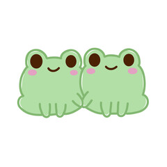 Cute Kawaii Frog Couple Cartoon PNG Clipart