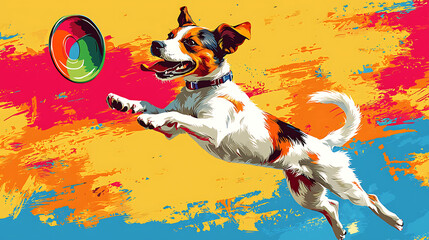 A dog is jumping in the air to catch a frisbee