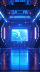 Futuristic corridor with a window