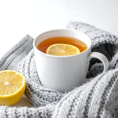 Cozy tea with lemon