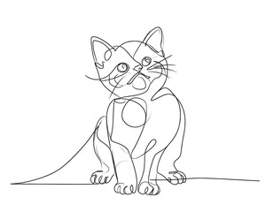 Cute kitten, continuous line art