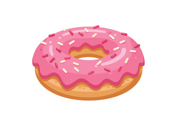 A pinkfrosted donut with sprinkles