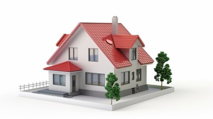 White Background 3D Architectural Model: Showcasing Intricate Details of Building Structures, Scale Proportions, and Design Elements &ndash; Ideal Visuals for Architecture Studios, Real Estate Presentations