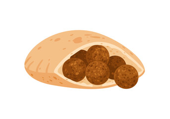 Falafel balls inside tan pita bread