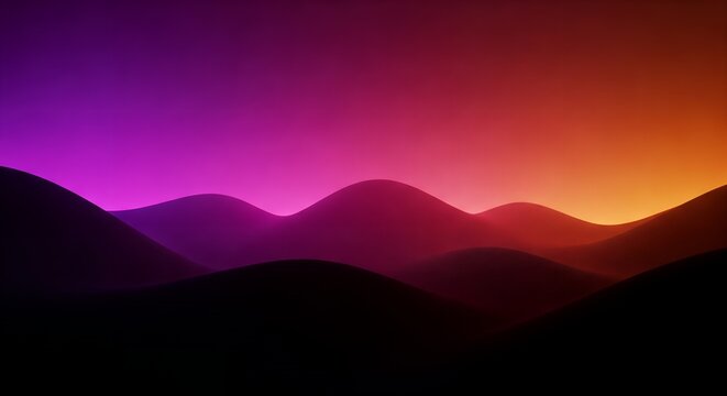 Abstract landscape, vibrant sunset, colorful hills, gradient background, digital art, modern design, artistic hills, wavy mountains, fantasy landscape, purple and orange, smooth curves, night sce