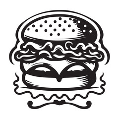 Burger vector illustration on a white background.Simple design,perfect for various uses.