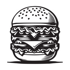 Burger vector illustration on a white background.Simple design,perfect for various uses.