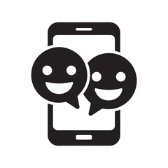 Smartphone with happy emoji chat icon
