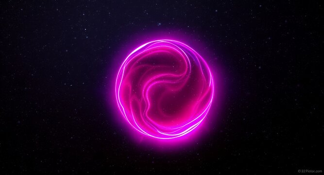 Abstract Pink Orb in Space, Glowing Nebula, Cosmic Energy, Futuristic Design, Sci-Fi Background, Galaxy Art, Vivid Color, Digital Art, Energy Sphere, Light Effect, Universe, Starry Night, Dark Ba