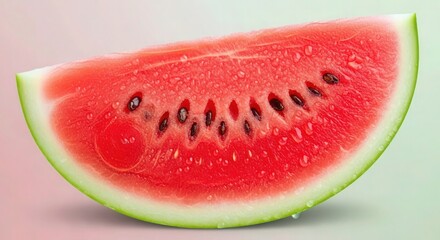 Enjoy a refreshing slice of juicy watermelon, perfectly ripe and bursting with sweet summer flavor, ideal for healthy eating, picnics, and vibrant seasonal promotions