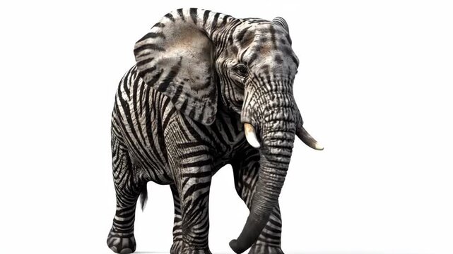 Abstract Elephant Zebra Striped Pachyderm Stroll.