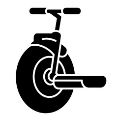 Unicycle icon in simple glyph style. One wheel electric vehicle concept. Vector illustration for app, web design, street transport, kids toy © JuliGross