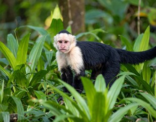 Monkey in lush green foliage