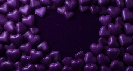 Purple Heart Shape Frame, Romantic Background, Valentines Day Design, Love, Decoration