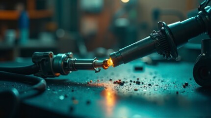 Industrial Precision: Glowing Metal Parts Welding Close-up