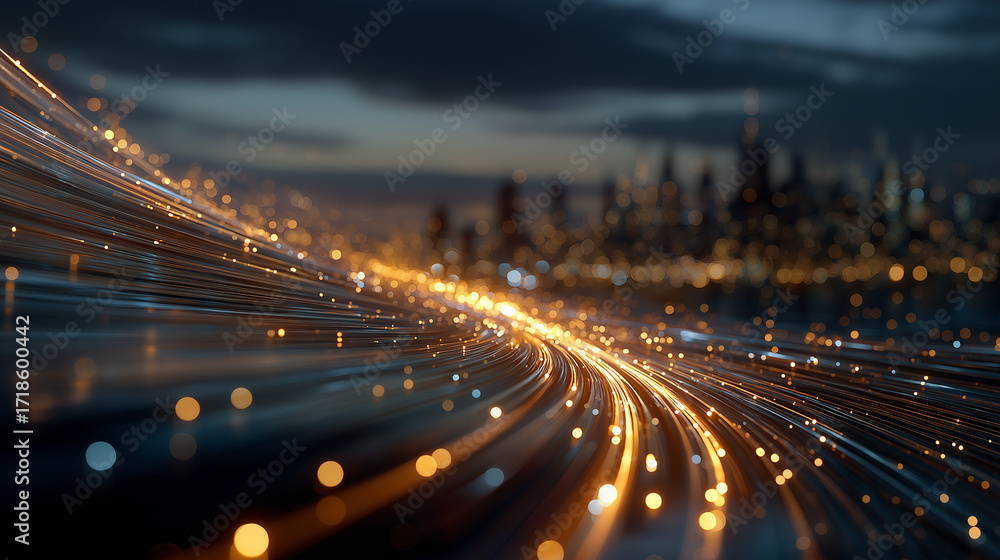Poster illuminated data highway: a dynamic portrayal of information coursing through the digital realm, sho