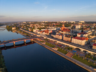 Aerial view of boulevard and downtown of Gorzów Wielkopolsi. Poland 