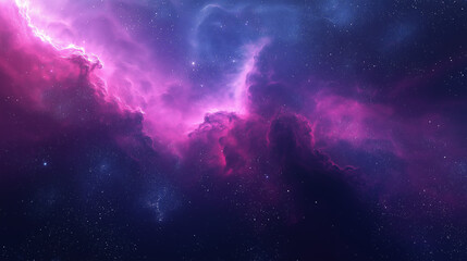 Purple-pink fluorescent nebula cosmic starry sky image, for sci-fi themed design, space exploration promotion and dreamy style projects