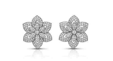輝く花びらダイヤモンドピアス 上品な輝き. AI Generated