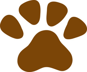 Solid Paw Print Icon In Brown Silhouette