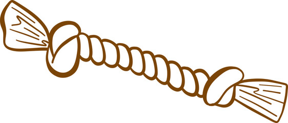 Dog Rope Toy With Knot Ends In Outline