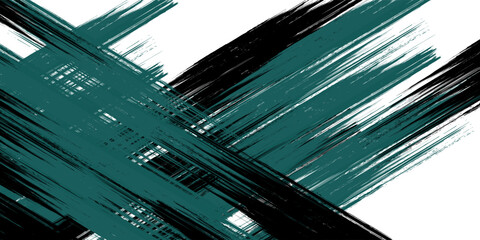 Hand drawn grainy green brush stroke with spray texture. Rough thick brush stroke texture. Grunge distress damaged old banner with zigzag bold line.vector