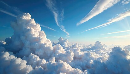 Mesmerizing Ethereal Landscape Wispy Clouds Stretch Across a Dramatic Surreal Sky, Perfect for Fantasy and Dreamlike Projects