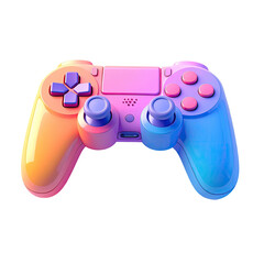 Vibrant, gradient-colored game controller, featuring a mix of pink and blue hues