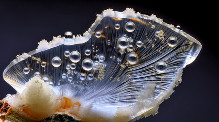 Fototapeta premium Microscopic Texture: Streams of Bubbles Frozen in a Clear Mineral