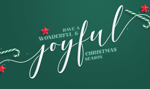 Christmas joyful greeting calligraphy clipart design. Joyful Christmas season greeting font, typography and text clip art in elegant simple background for holiday season Christmas banner vector 