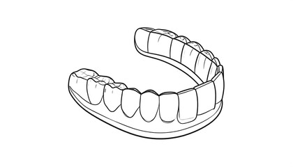 A simple black and white line drawing of a set of teeth and gums